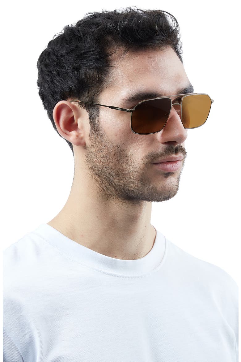 59mm Rectangle Polarized Sunglasses, Alternate, color, LIGHT GOLD/ BROWN
