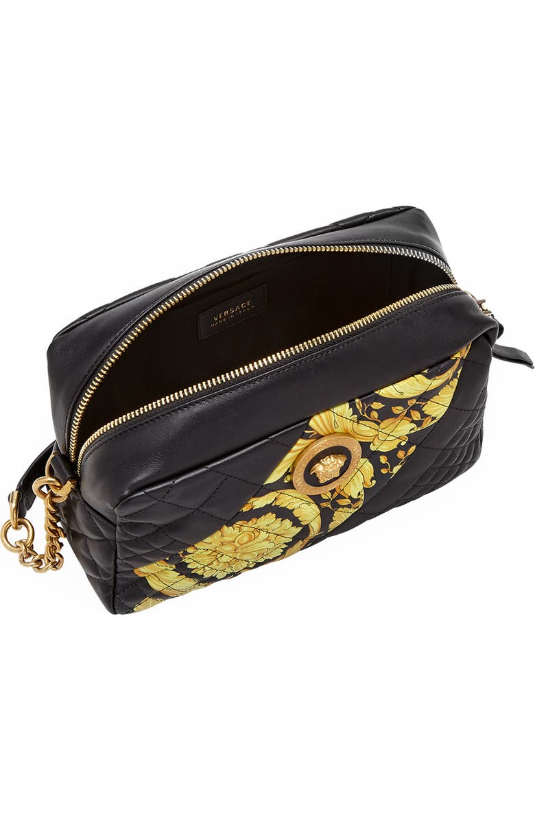 Versace Baroque Icon Quilted Leather Camera Bag, Alternate, color,