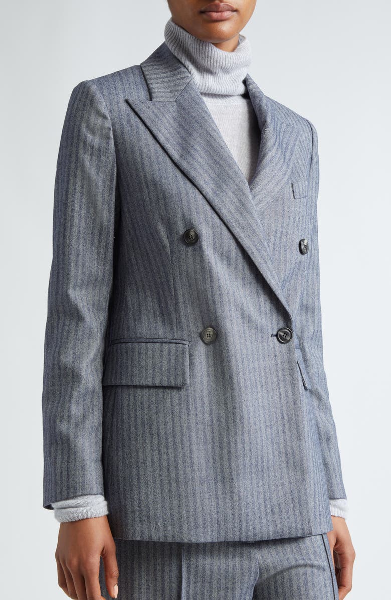 Eleventy Double Breasted Herringbone Stretch Wool Blazer, Alternate, color, 