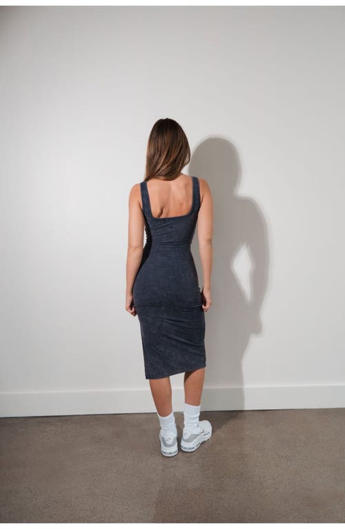 Vitality Cloud Ii Rib Basic Midi Dress In Gray