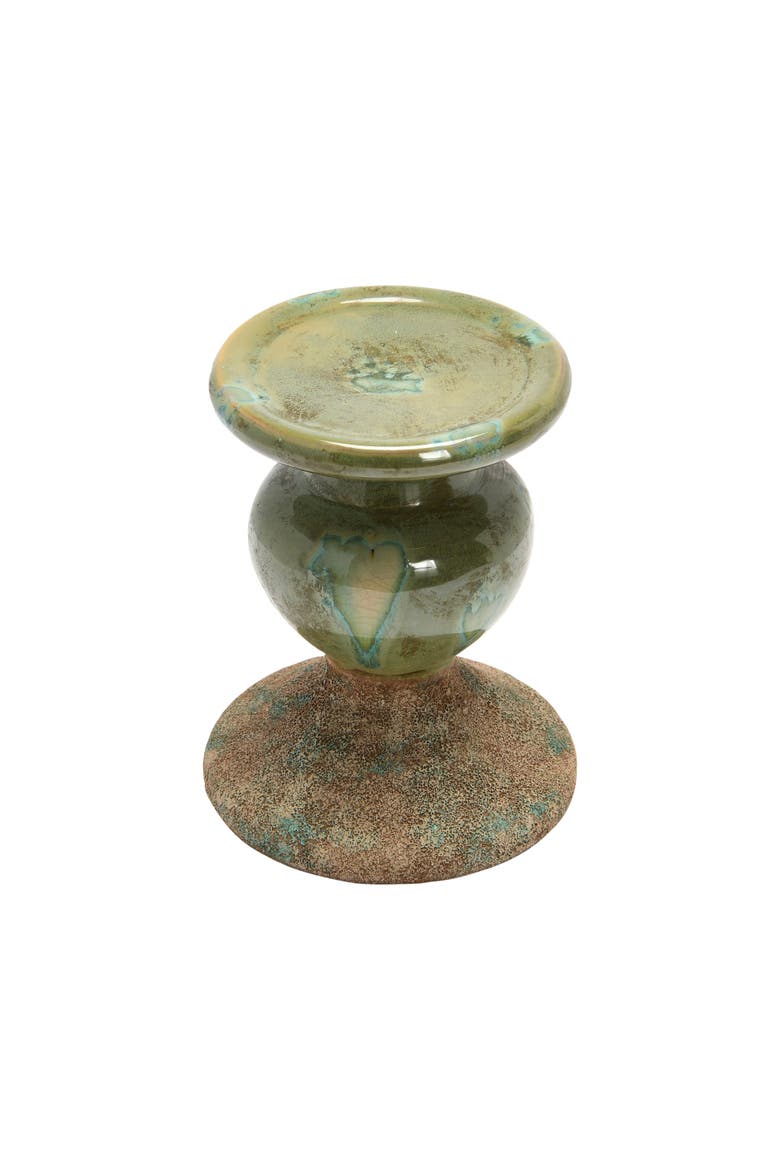 2-Tone Sculptural Pillar Candle Holder, Alternate, color, Green