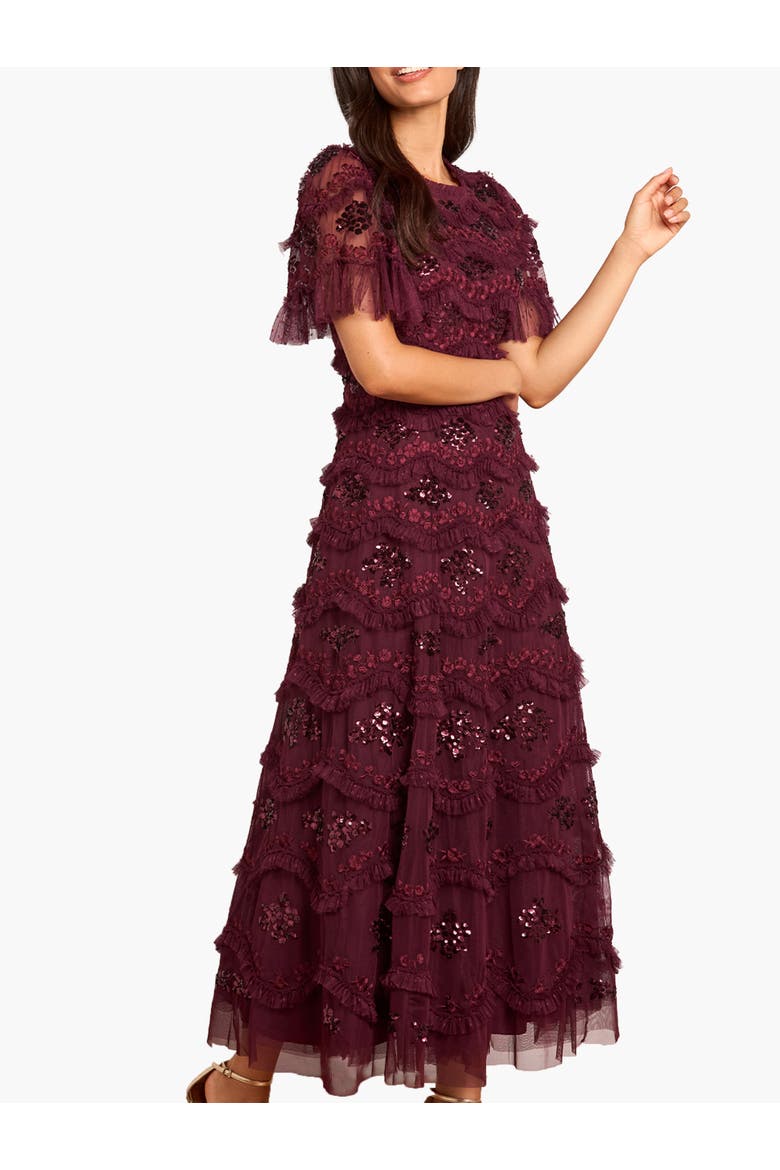 Daisy Wave Ankle Gown, Main, color, Claret