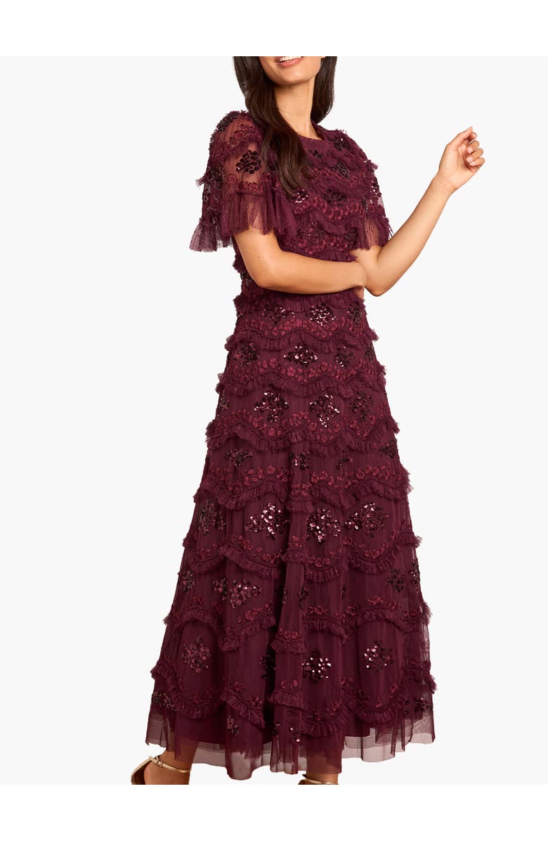 Needle & Thread Daisy Wave Ankle Gown, Main, color, Claret