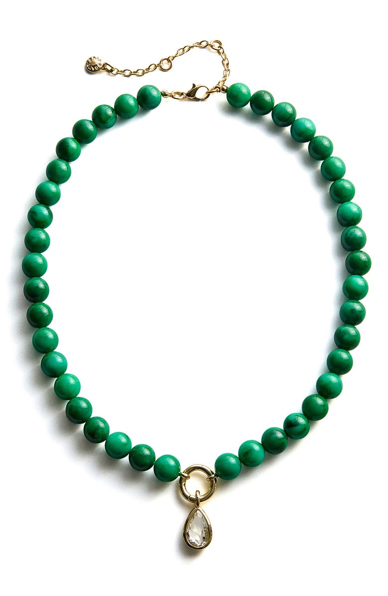 BaubleBar Janette Beaded Pendant Necklace, Main, color, Green