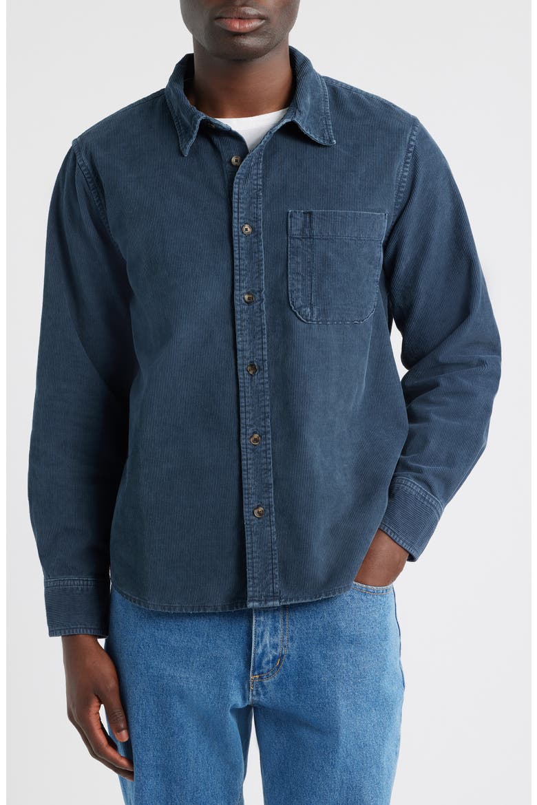 Cotton Corduroy Button-Up Shirt, Alternate, color, NAVY