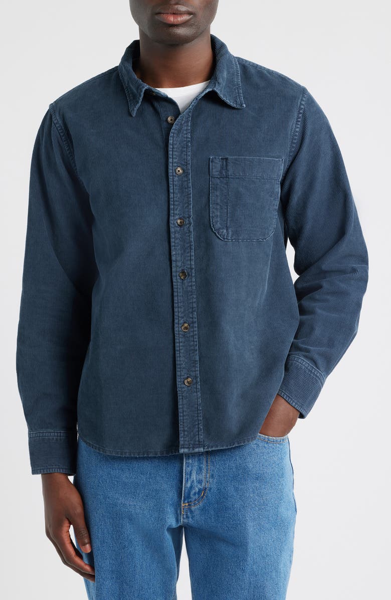 Corridor Cotton Corduroy Button-Up Shirt, Alternate, color, Navy