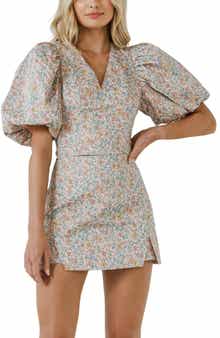 Endless Rose Floral Print Puff Sleeve Crop Top