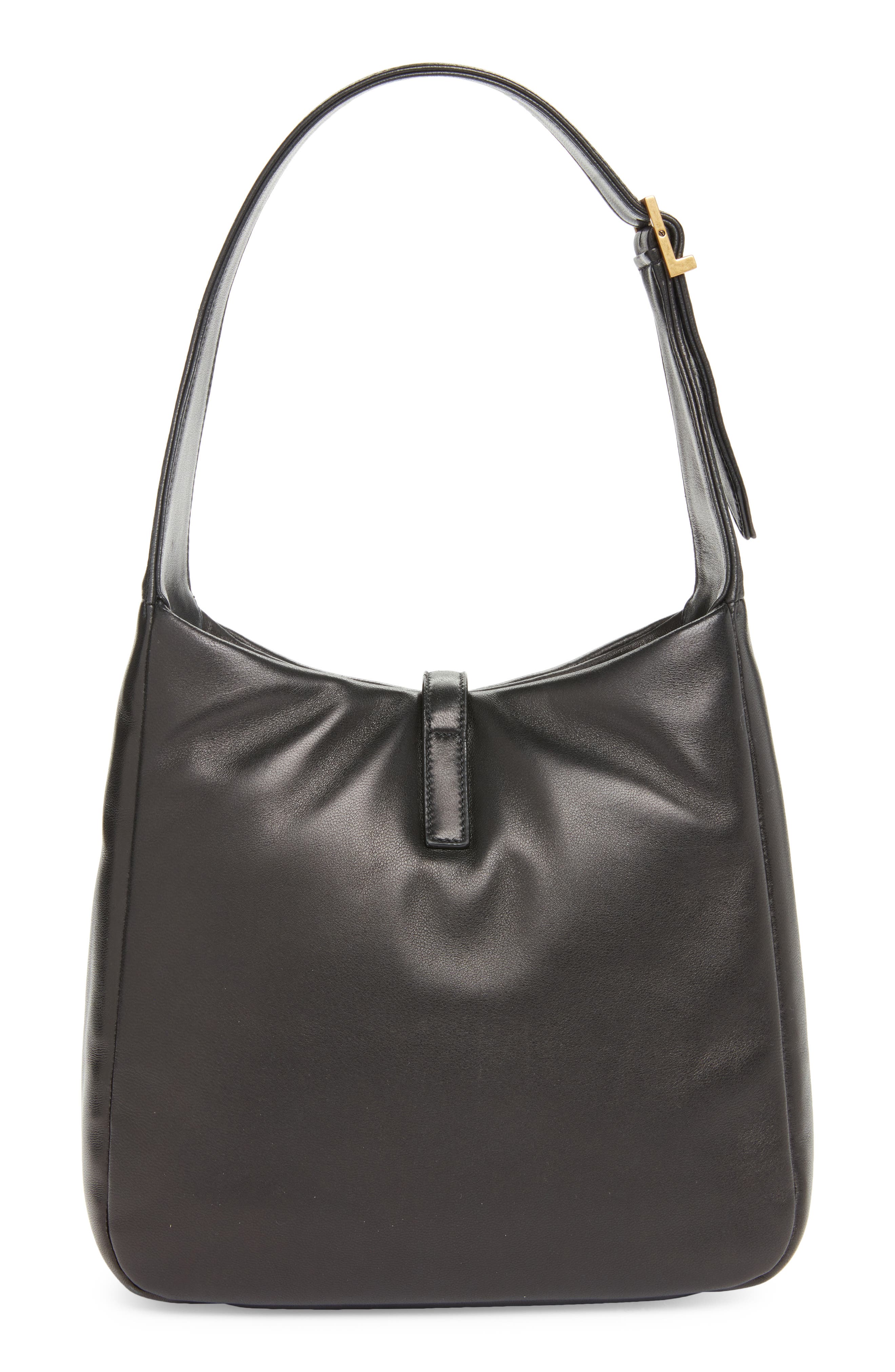 Saint Laurent Small Le 5 À 7 Leather Shoulder Bag, Alternate, color, Noir