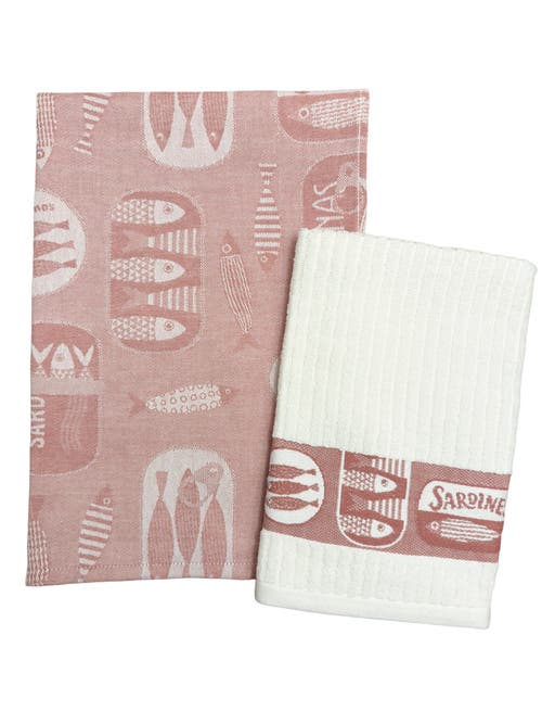 Anaya Simply Sardines Kitchen Towels In Sangria Red