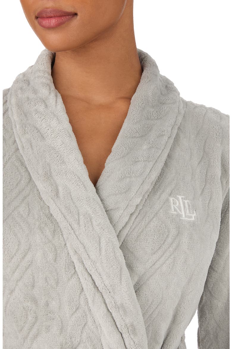 Fleece Monogram Robe, Alternate, color, GREY