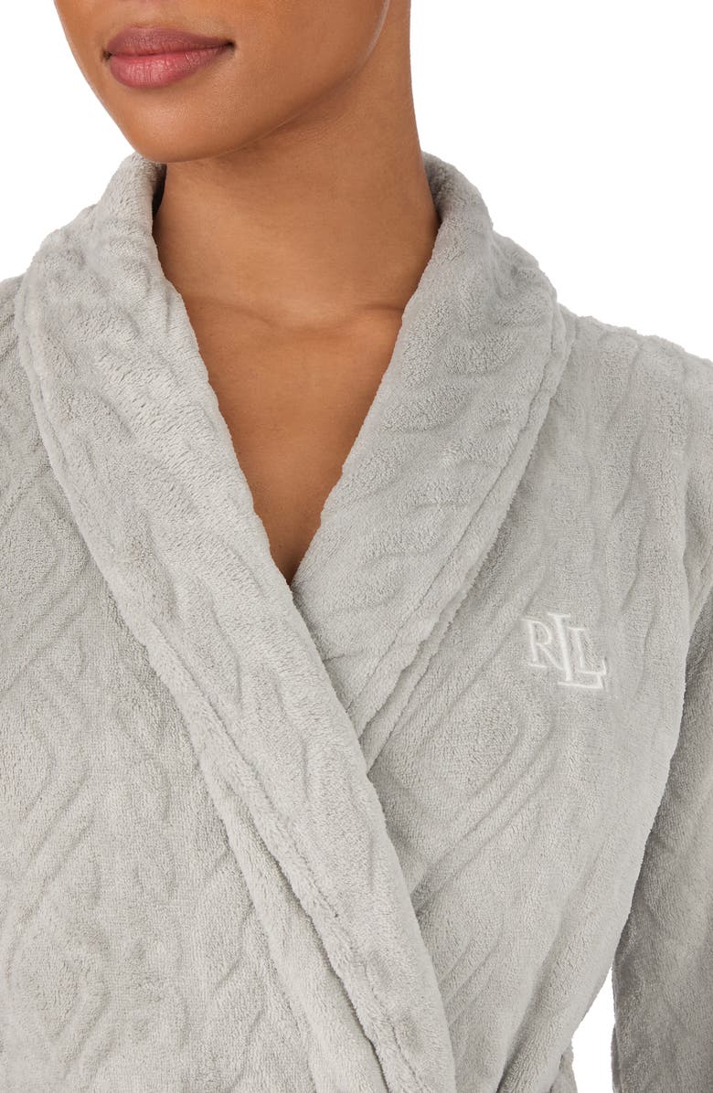 Lauren Ralph Lauren Fleece Monogram Robe, Alternate, color, Grey