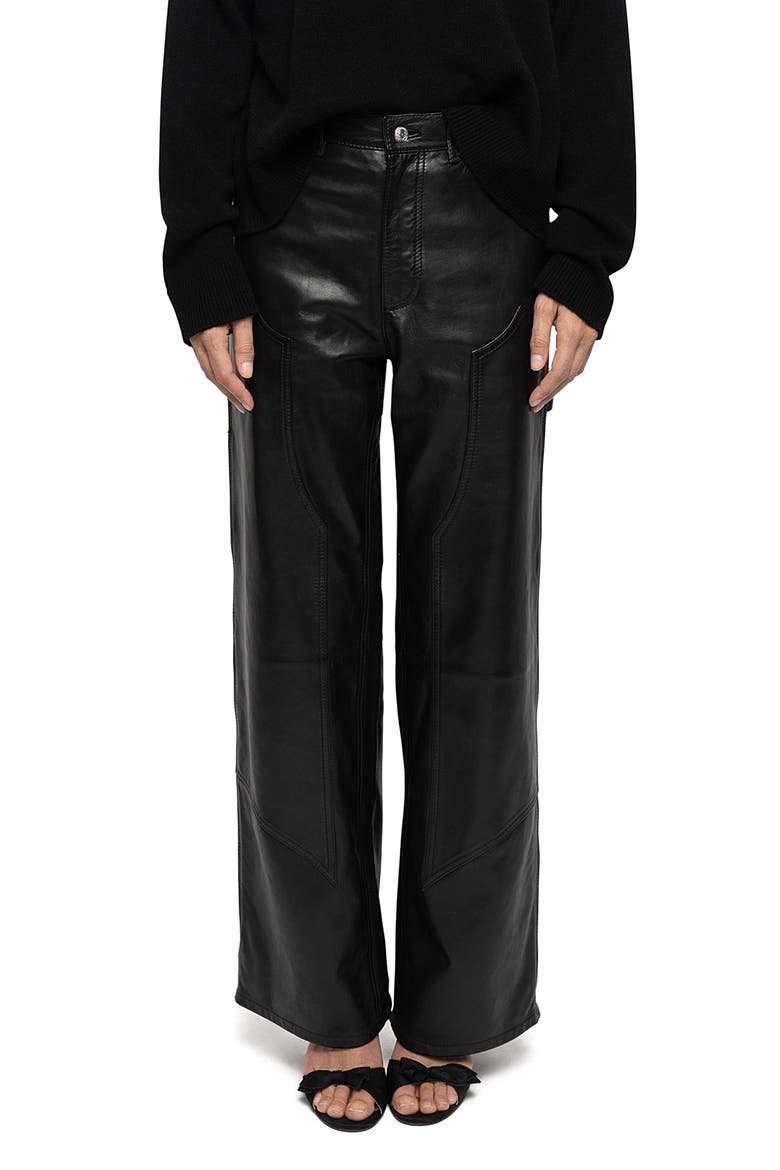 Perya Leather Wide Leg Pants, Main, color, BLACK