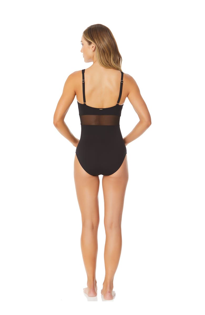 Anne Cole Women's Mesh Around U Ring Mesh Insert One Piece Swimsuit, Alternate, color, Black
