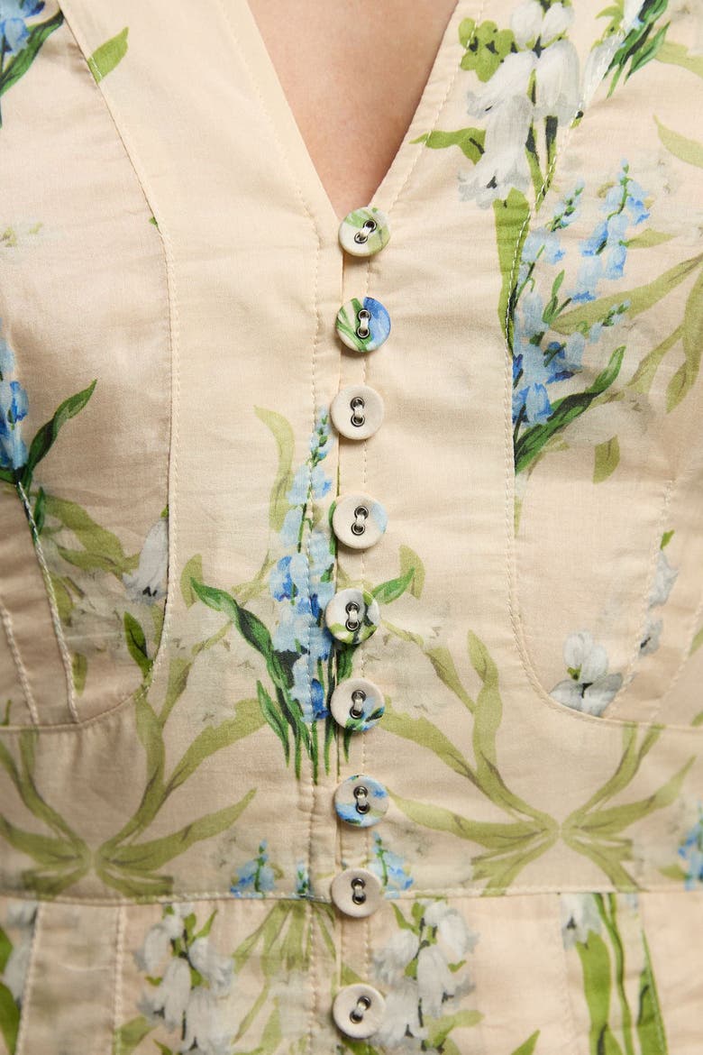 Floral Puff Sleeve Midi Dress, Alternate, color, Blue