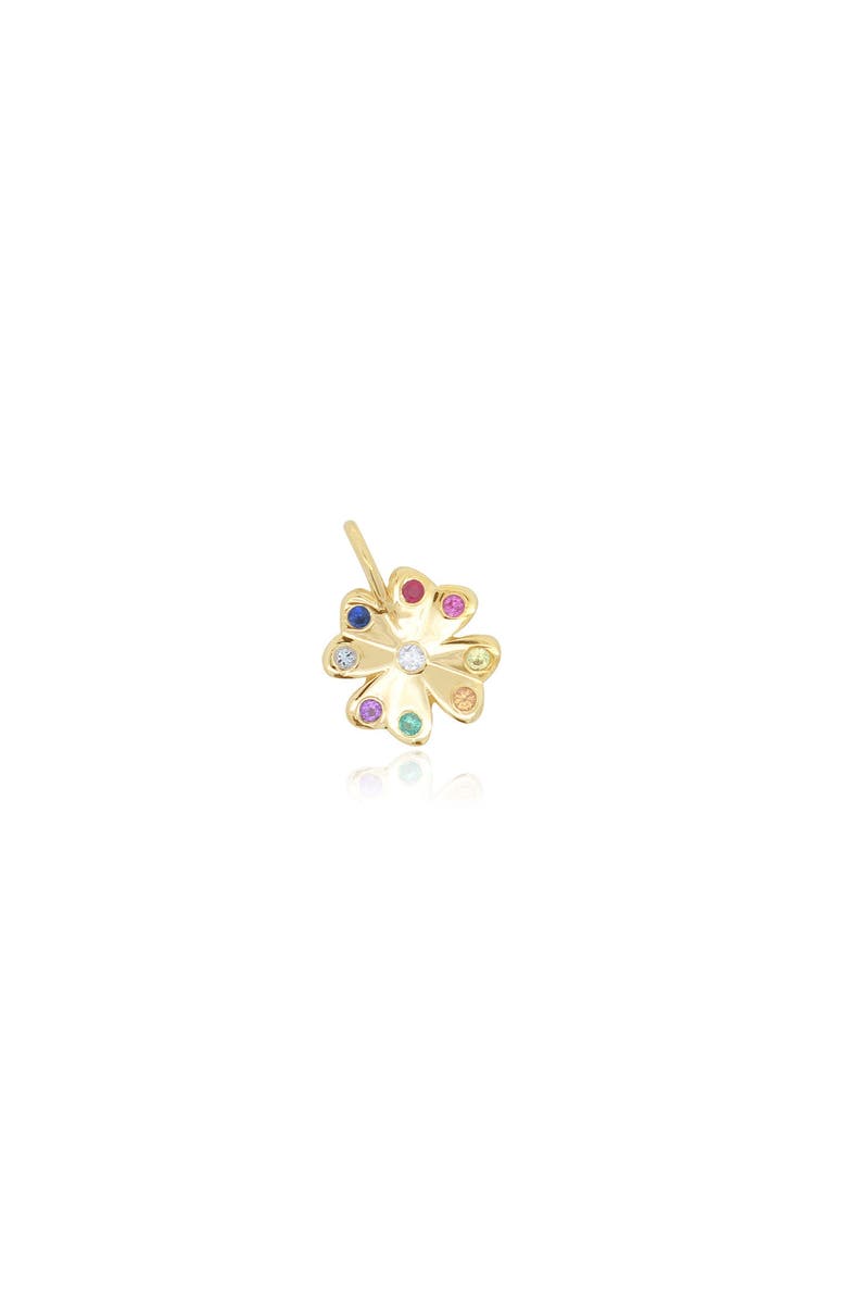 The Lovery Fine Jewelry Rainbow Gemstone Clover Charm, Main, color, Multi