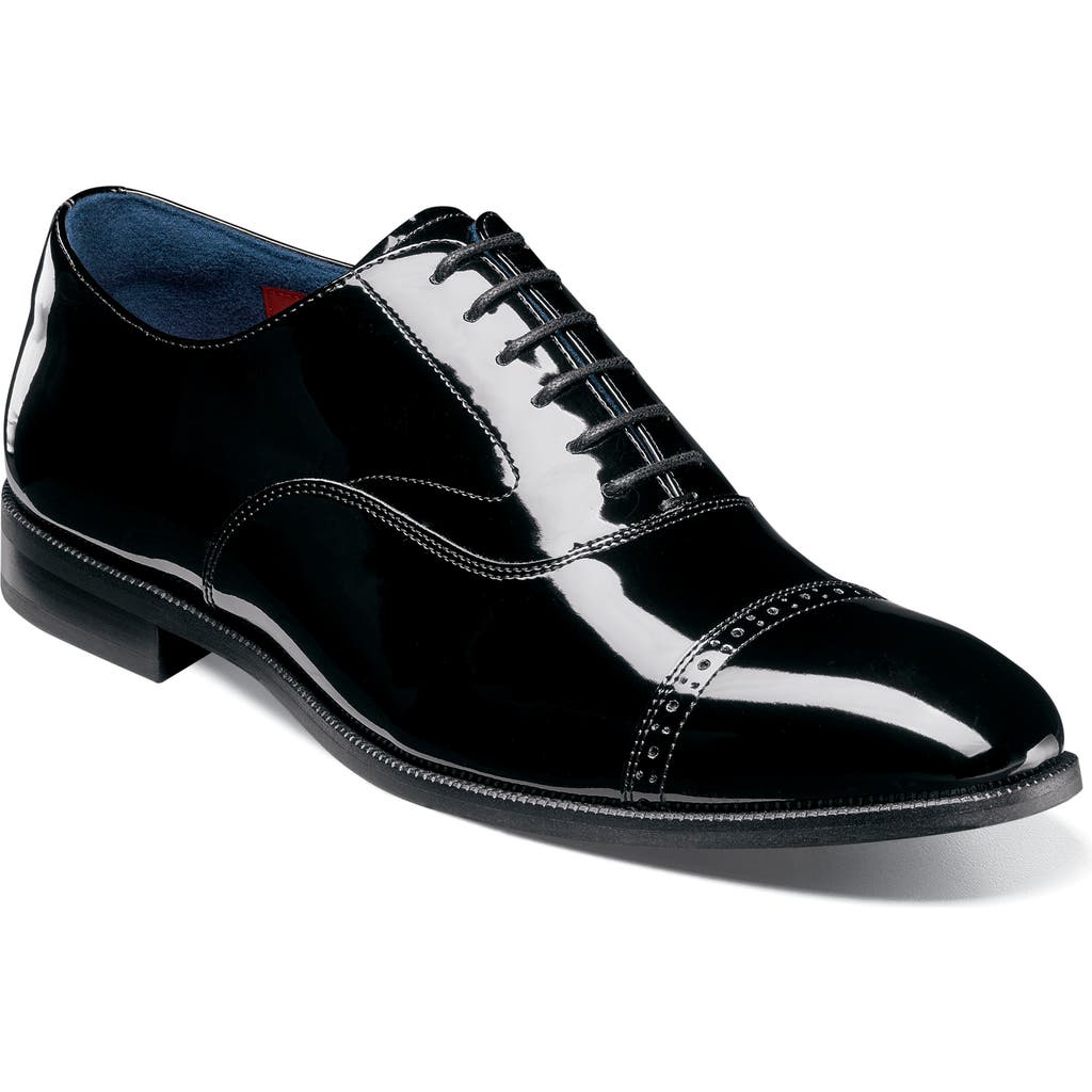 Stacy Adams Concorde Ii Patent Cap Toe Wholecut Shoe In Black Patent