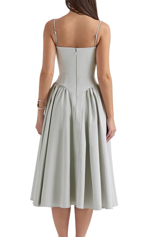 House Of Cb Womens Samaria Corseted Woven Midi Dress Dove Grey Xs In Dove Grey