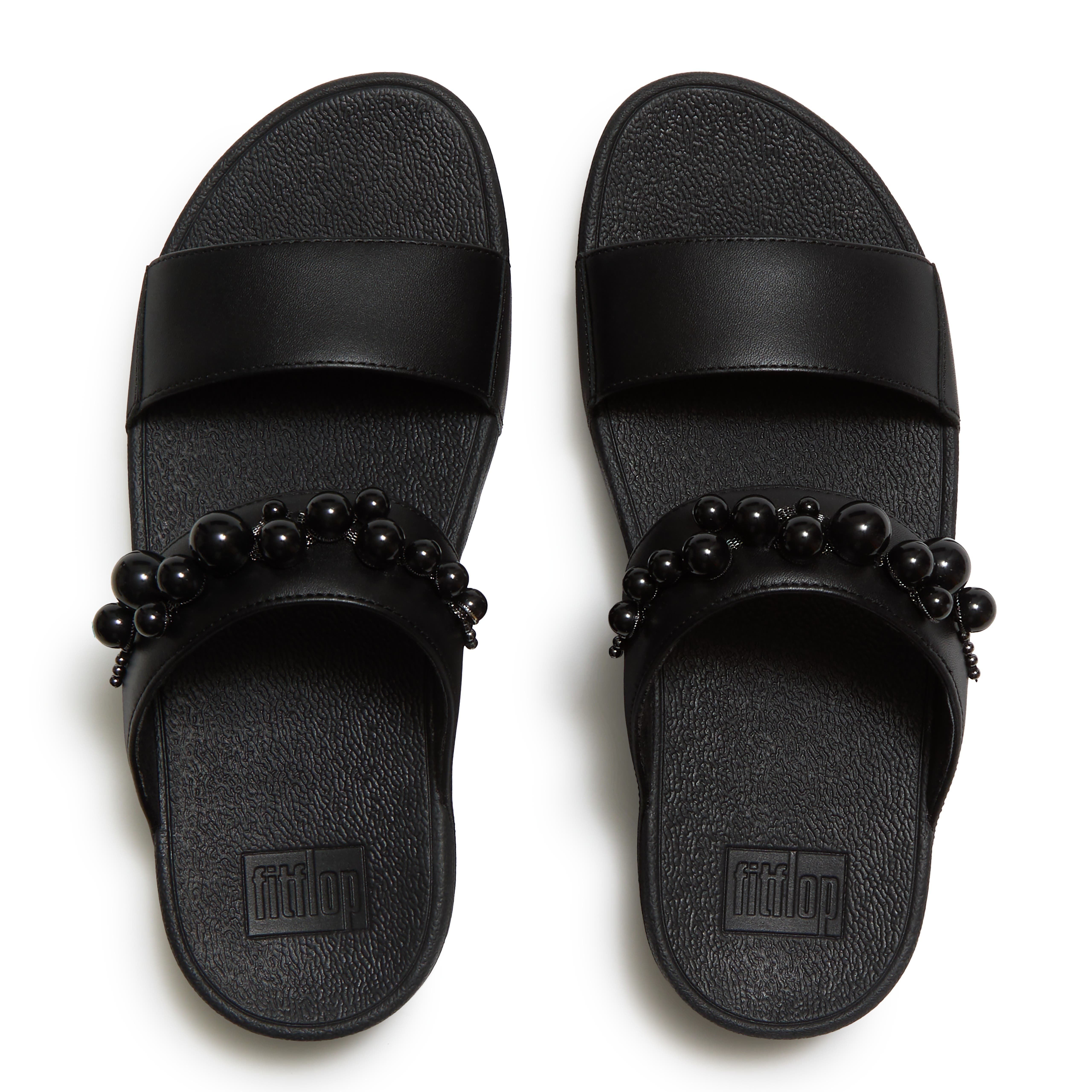 Lulu Beaded Slides, Alternate, color, All Black