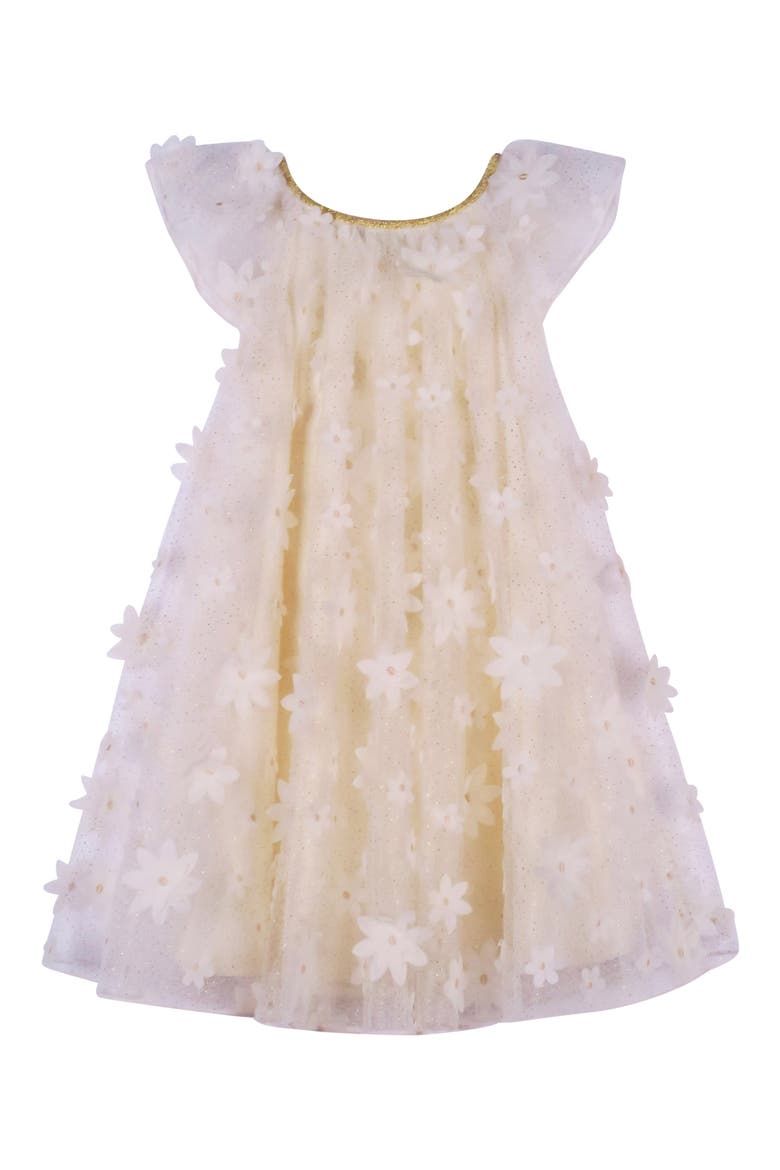 Kids' Glitter Mesh Party Dress, Alternate, color, IVORY/GOLD