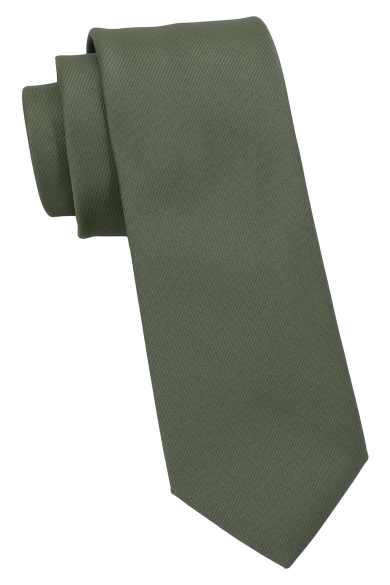 Solid Satin Tie, Main, color, GREEN