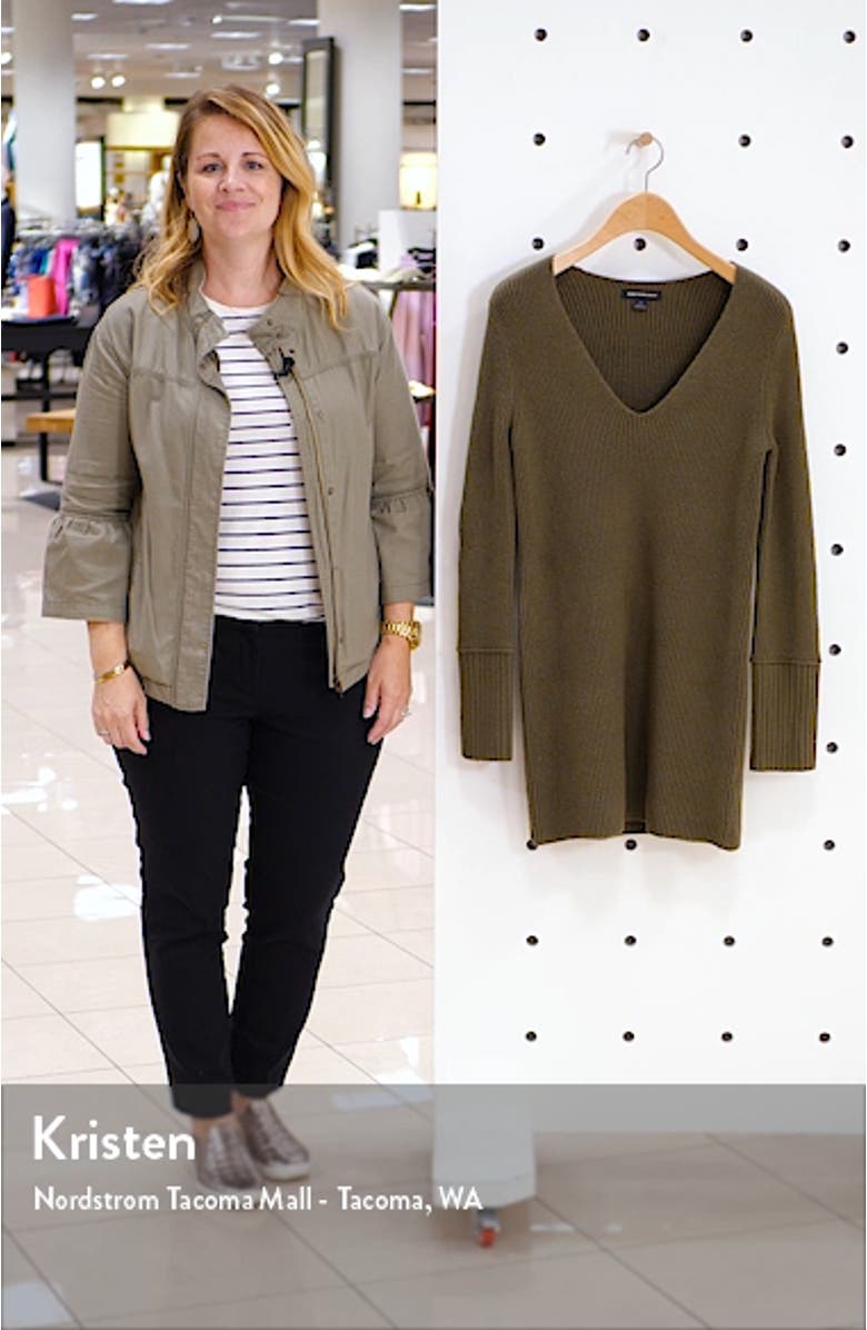 Fitted Long Sleeve Tunic Sweater Dress, sales video thumbnail