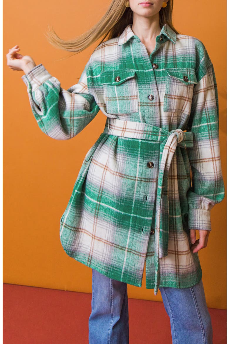 Plaid Shirt Jacket, Alternate, color, GREEN
