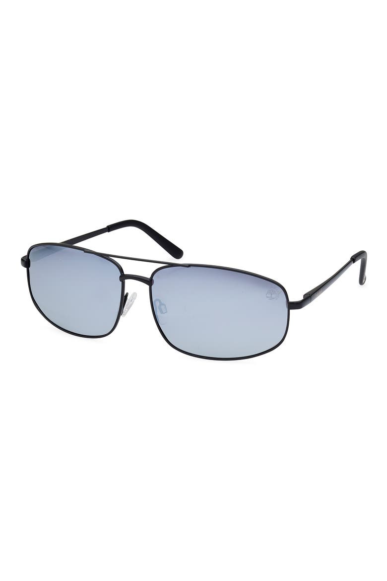 64mm Oversize Polarized Aviator Sunglasses, Alternate, color, MATTE BLACK / SMOKE POLARIZED