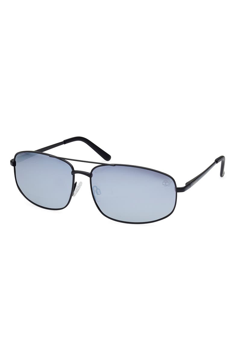 Timberland 64mm Oversize Polarized Aviator Sunglasses, Alternate, color, Matte Black / Smoke Polarized