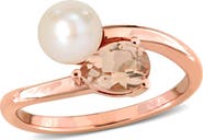 Julianna B. Cultured Pearl & Morganite 2-Stone Ring 10k