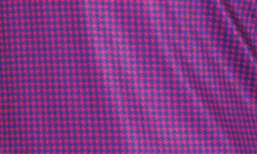 Tailorbyrd Kids' Mini Houndstooth Print Long Sleeve Performance Polo In Purple