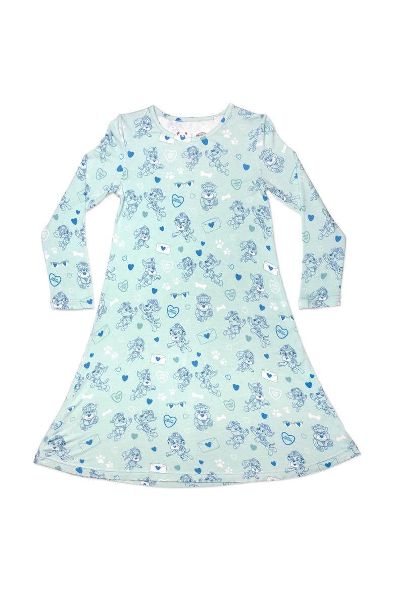 Kids' PAW Patrol Valentine's Blue Long Sleeve Dress, Main, color, PAW Valentine Blue