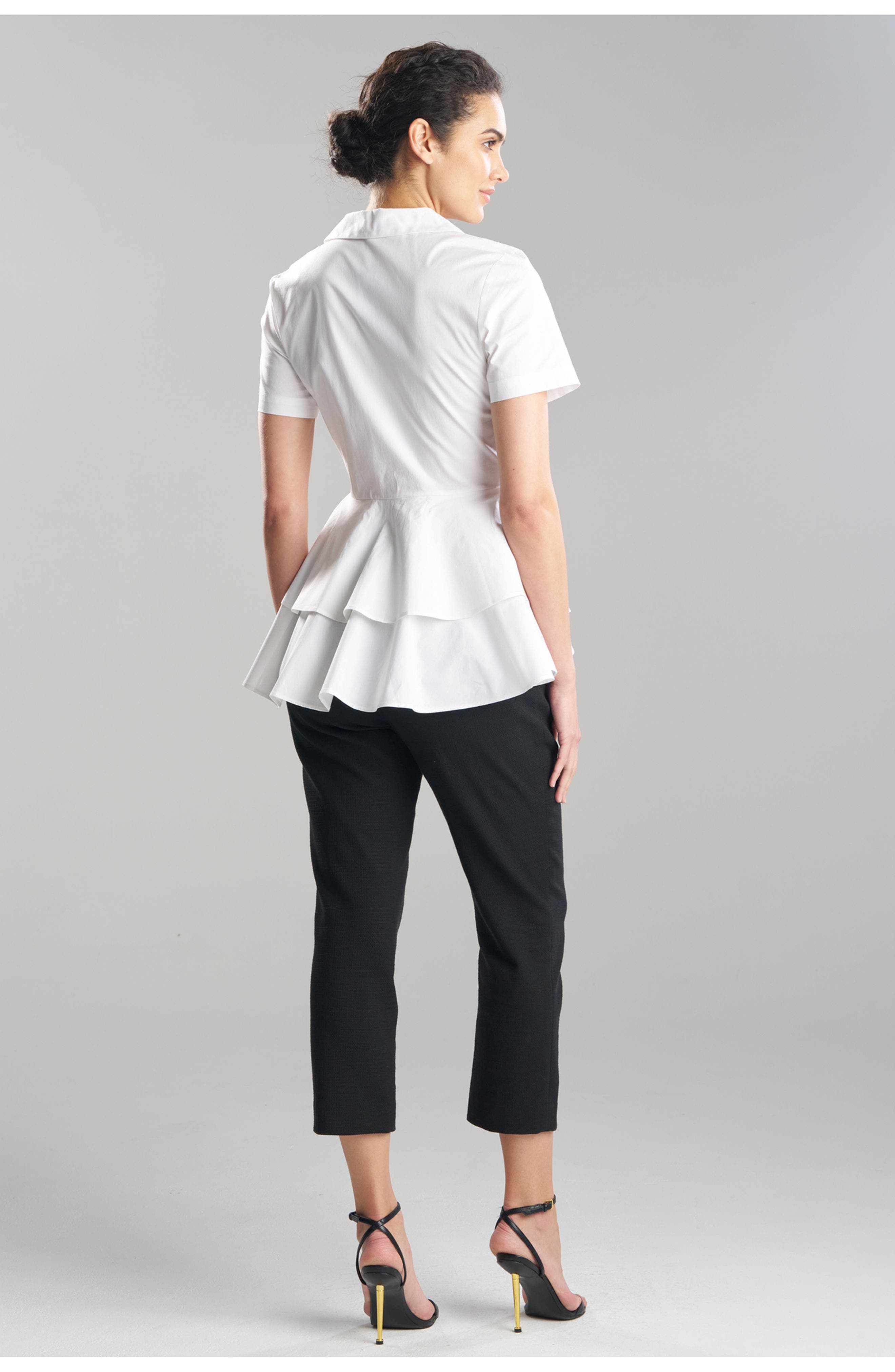 Cotton Poplin Tiered Hem Short Sleeve Shirt - image 2