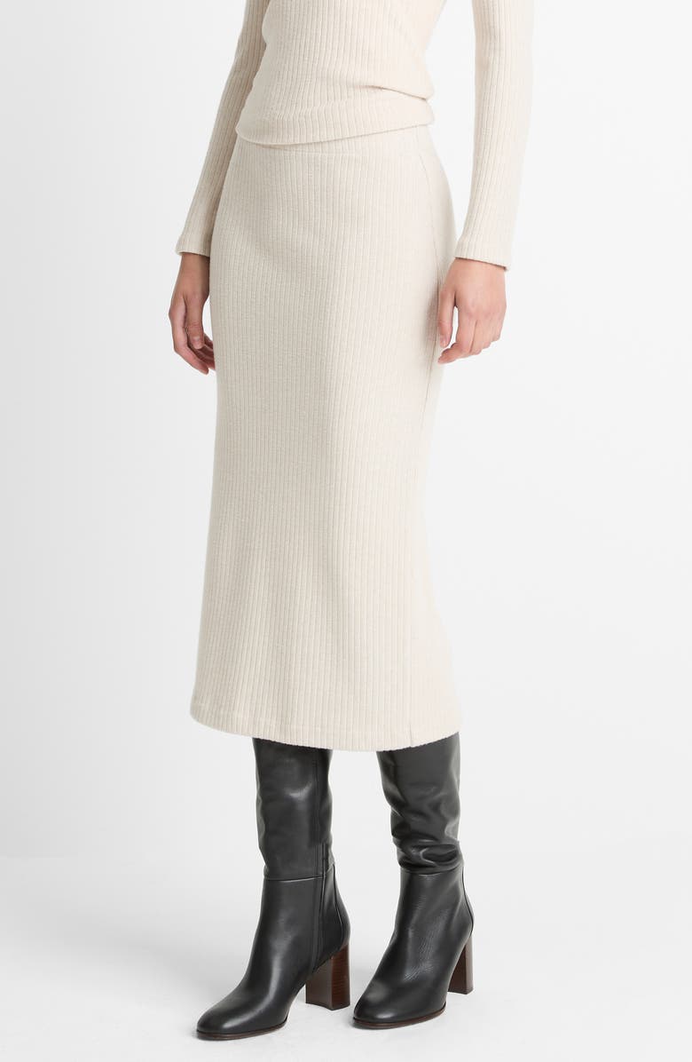 Vince Cozy Rib Skirt, Alternate, color, Heather Cream Oat