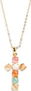 Kiara by Ki-ele Philomena Rainbow Stone Cross Pendant Necklace