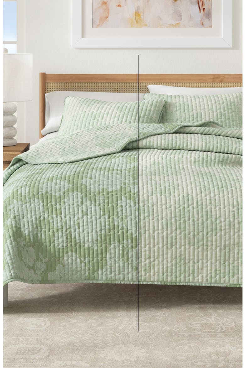Floral Cotton Quilt & Sham Set, Alternate, color, EUCALYPTUS