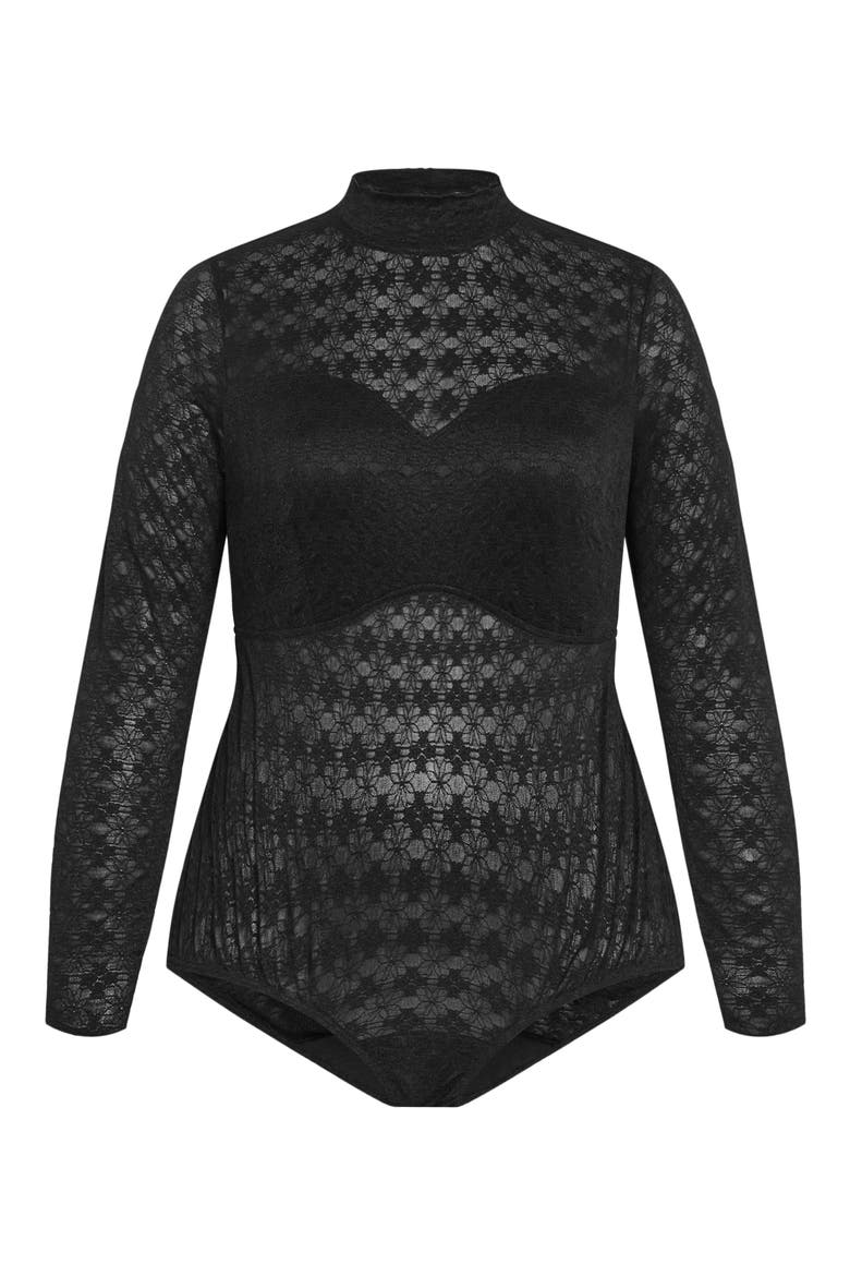 Constance Cutout Back Lace Bodysuit, Alternate, color, BLACK