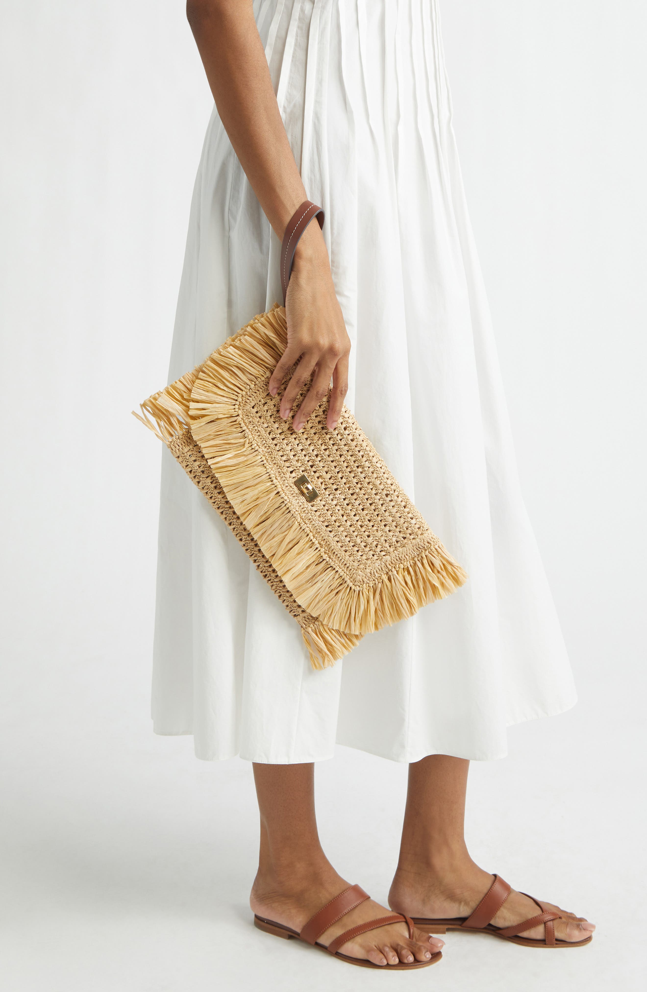 Anya Hindmarch Oversize Raffia Clutch, Alternate, color, 