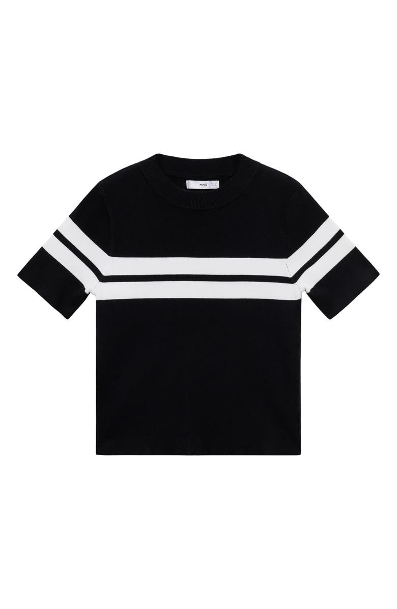 MANGO Stripe Short Sleeve Crewneck Sweater, Alternate, color,