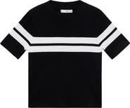 MANGO Stripe Short Sleeve Crewneck Sweater