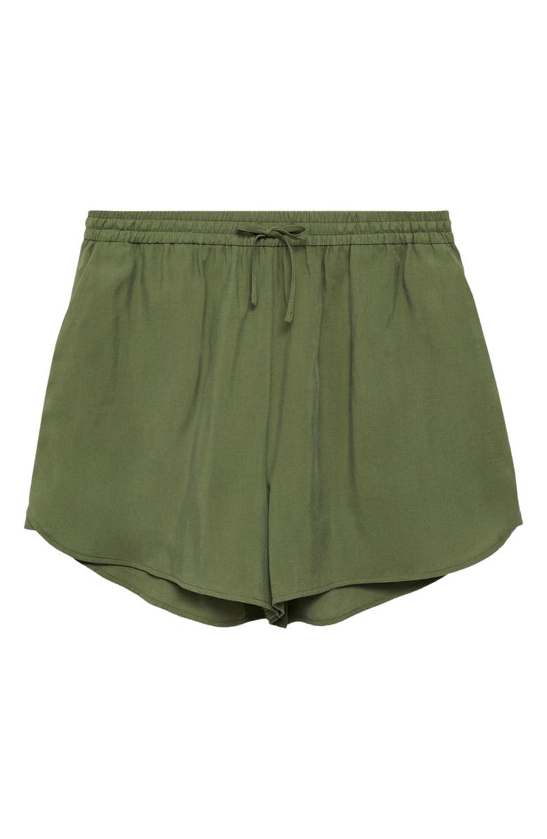 MANGO Drawstring Shorts, Main, color, Forest Green