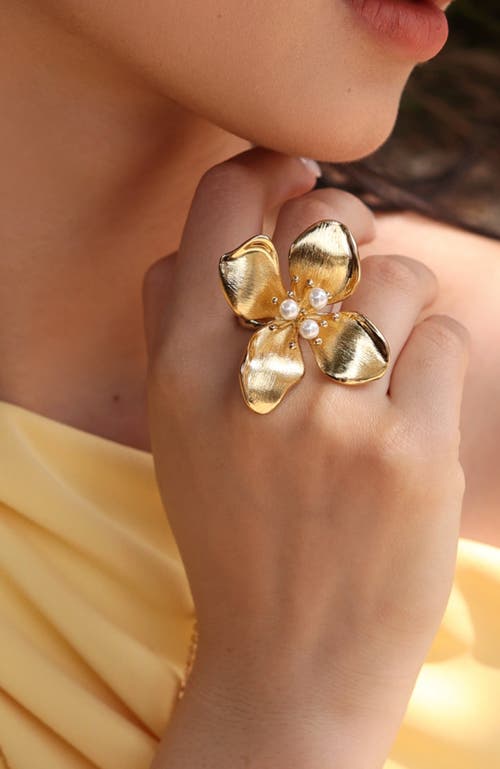 Retro Chic Large Iris Blossom Ring In Multi