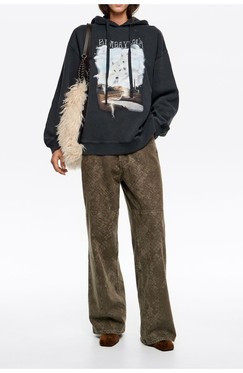 Bimba y Lola Landscape Logo Hoodie, Alternate, color, Washed Black