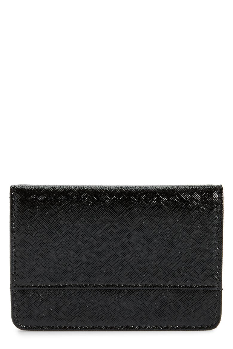 Ruby Saffiano Leather Cardholder, Main, color, BLACK