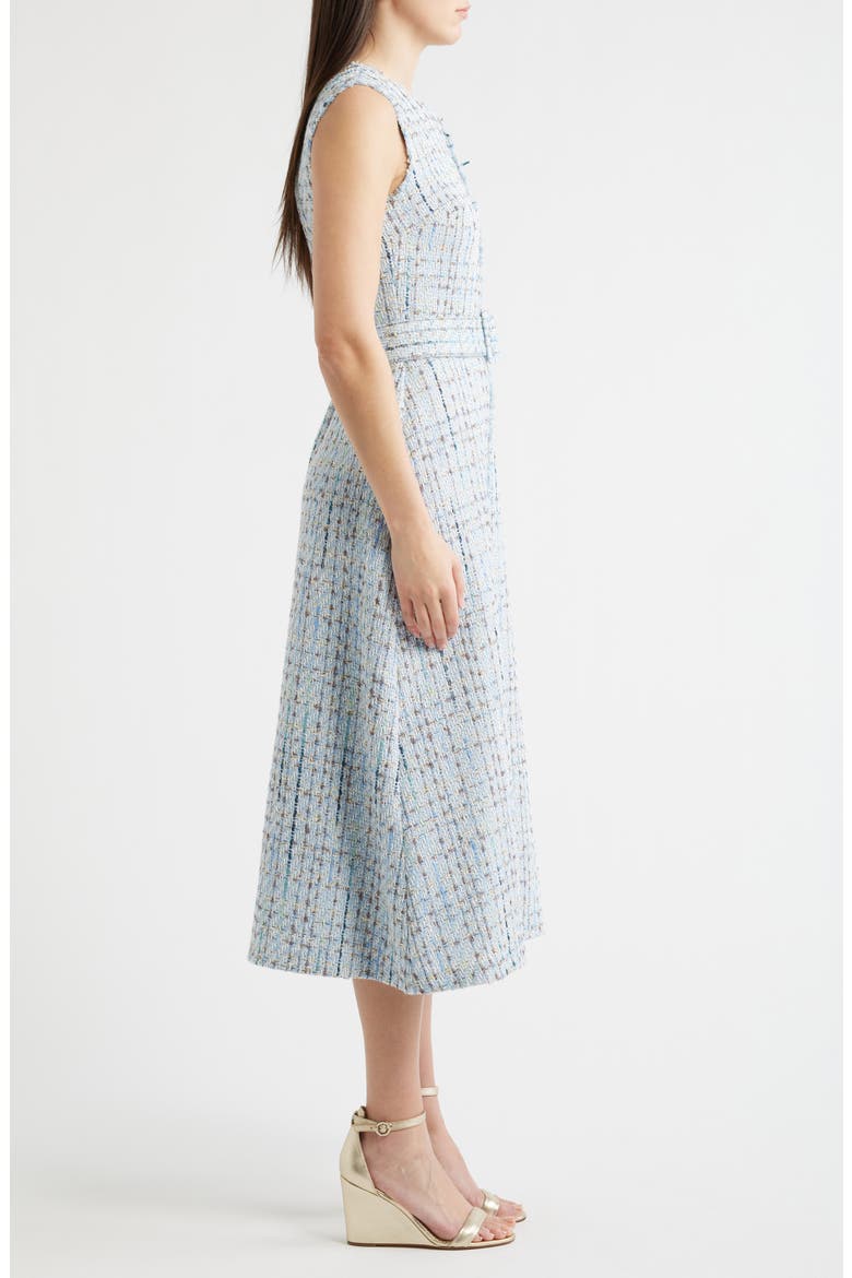 Center Seam Tweed Midi Dress, Alternate, color, SURF BLUE MULTI