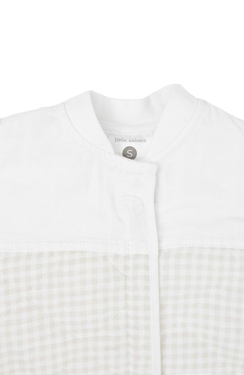 little unicorn Quilted Cotton Muslin Wearable Blanket, Alternate, color, Tan Gingham