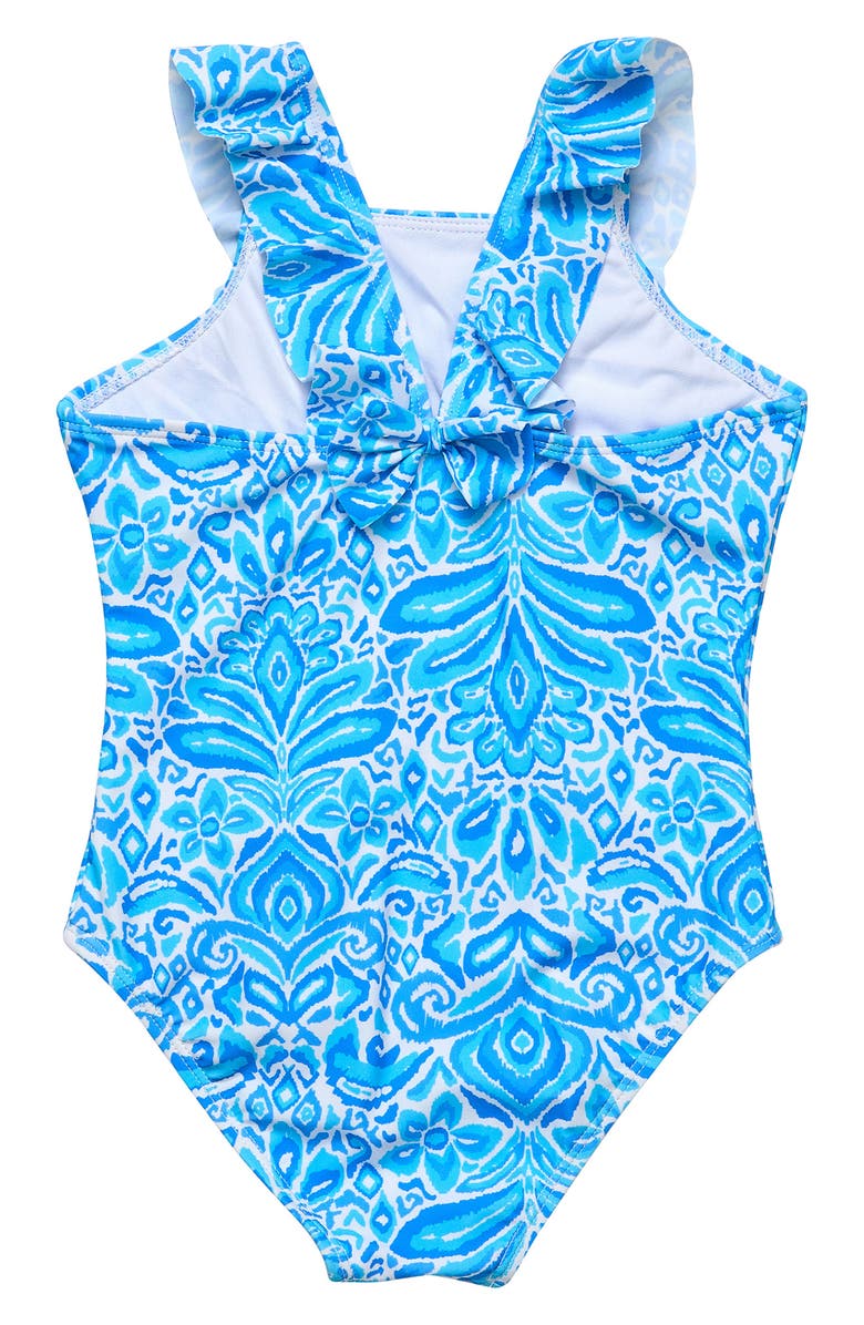Snapper Rock Santorini Blue Ruffle One-Piece Swimsuit, Alternate, color, 