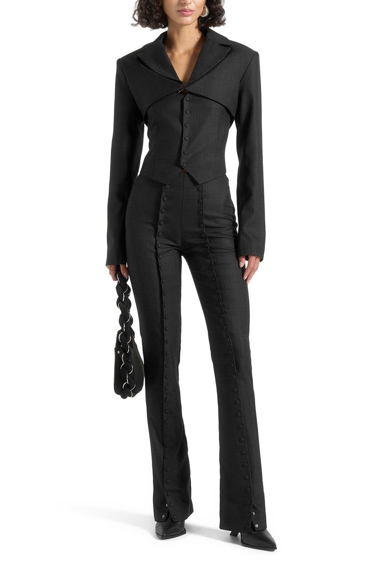 Therese Tailored Button Detail Trousers, Alternate, color, Black