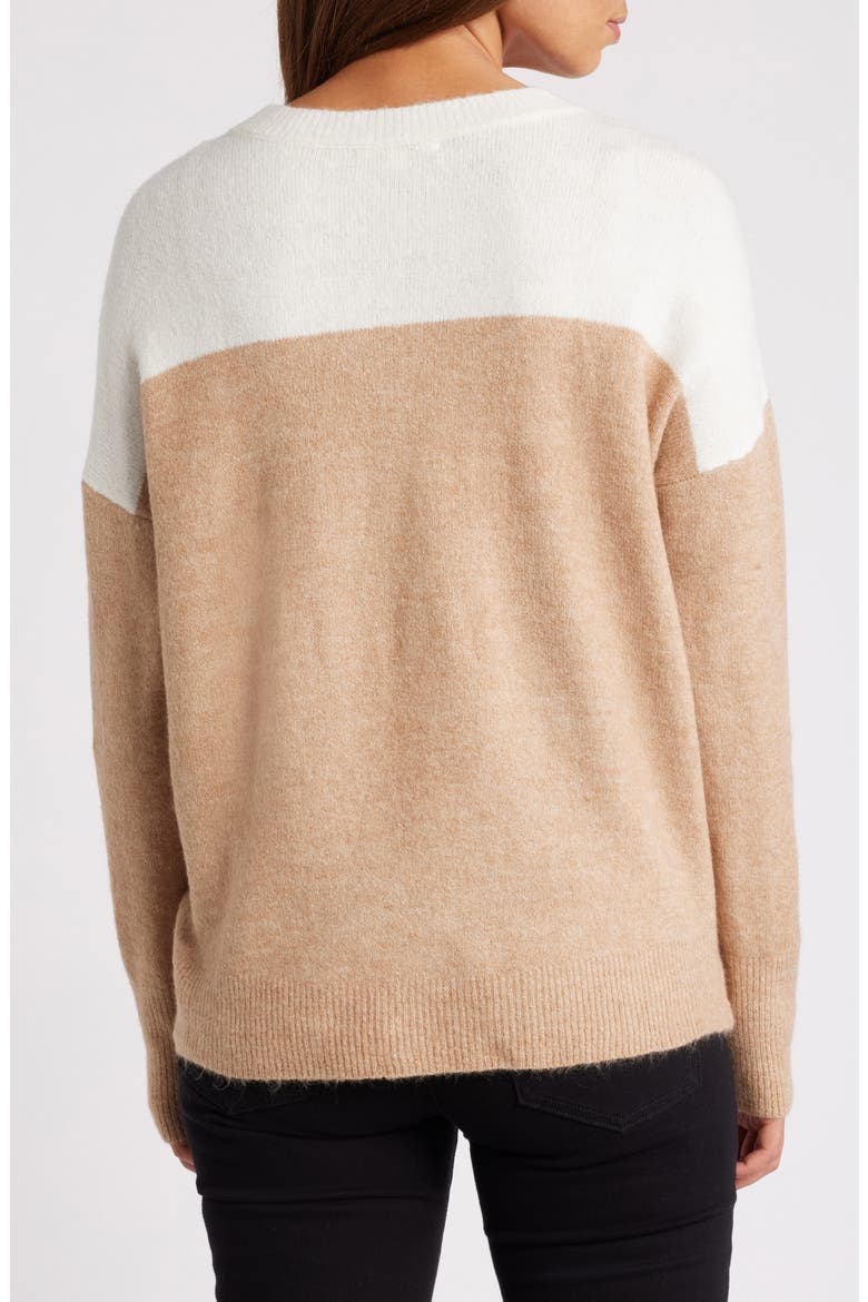 Colorblock Crewneck Sweater, Alternate, color, KHAKI