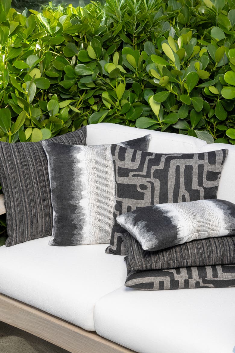 Resilience with chenille accents Indoor & Outdoor Woven Accent Pillow, Alternate, color, Charcoal
