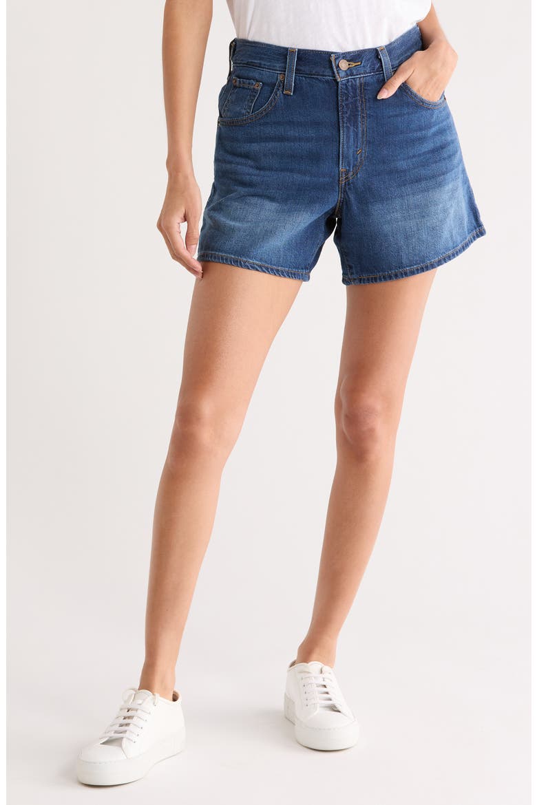 Cinch Mid Thigh Denim Shorts, Main, color, KISS GOODBYE SHORT